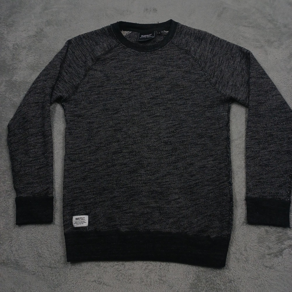 Wesc Sweater Mens Small Black Crew Neck Wool Blend Pullover Portugal